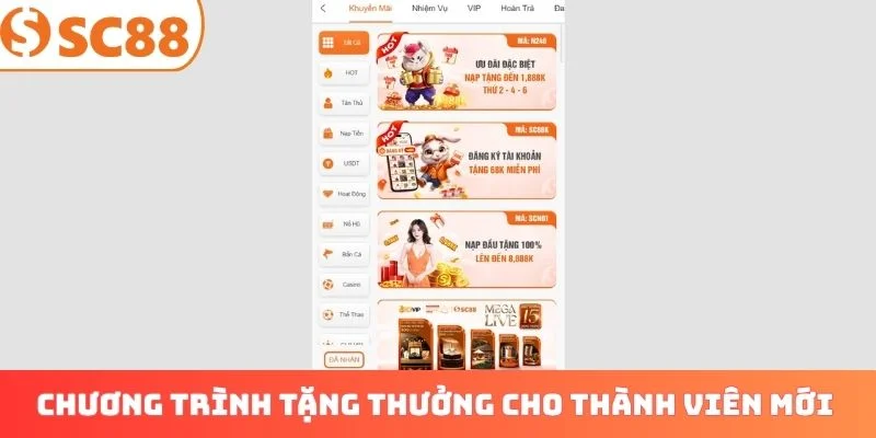 Chương trình tặng thưởng cho thành viên mới đăng ký